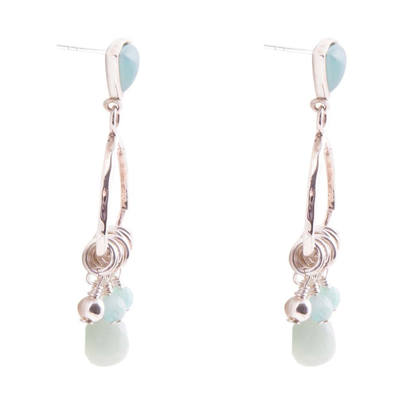 Blue Amazonite and Sterling Silver Chandelier Earrings - Barse Jewelry