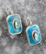 Blue Apatite and Abalone Stacked Sterling Earrings - Barse Jewelry