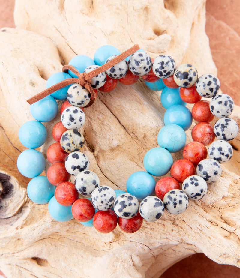 Blue Magnesite Multicolor Trio Bracelet Set - Barse Jewelry