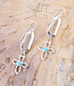 Blue Turcuoise and Sterling Silver Cross Drop Earrings - Barse Jewelry