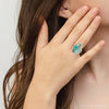 Blue Turquoise and Bronze Matrix Golden Oval Ring - Barse Jewelry