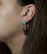 Blue Turquoise and Brown Mookaite Drop Earrings - Barse Jewelry