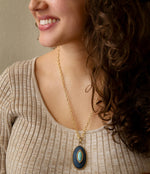 Blue Turquoise and Denim Golden Pendant Necklace - Barse Jewelry