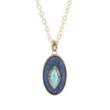 Blue Turquoise and Fabric Golden Pendant Necklace - Barse Jewelry