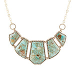 Blue Turquoise and Goldtone Statement Necklace - Barse Jewelry