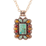 Blue Turquoise and Red Carnelian Golden Pendant Necklaces - Barse Jewelry