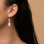 Blue Turquoise and Red Coral Golden Drop Earrings - Barse Jewelry