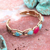 Blue Turquoise and Red Quarts Golden Cuff Bracelet - Barse Jewelry