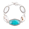 Blue Turquoise and Shell Sterling Silver Link Bracelet - Barse Jewelry