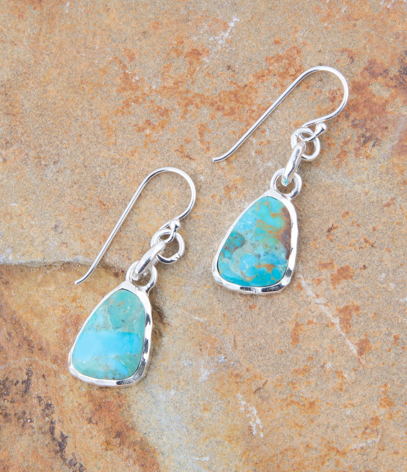 Blue Turquoise and Sterling Silver Drop Earrings - Barse Jewelry