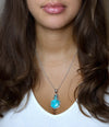 Blue Turquoise and Sterling Silver Hexagon Pendant Necklace - Barse Jewelry