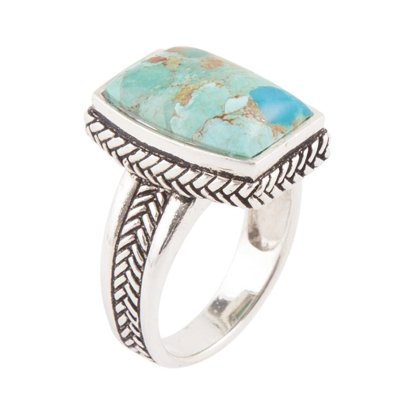 Blue Turquoise and Sterling Silver Rectangle Ring - Barse Jewelry