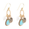 Blue Turquoise and White Pearl Multi Charm Golden Charm Earring - Barse Jewelry