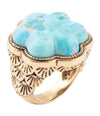 Blue Turquoise Flower Golden Ring - Barse Jewelry