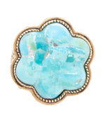 Blue Turquoise Flower Golden Ring - Barse Jewelry