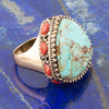 Blue Turquoise Golden Bronze Statement Ring - Barse Jewelry