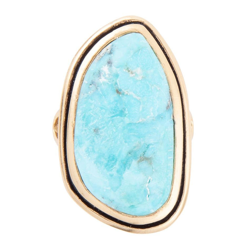 Blue Turquoise Golden Statement Ring - Barse Jewelry