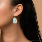 Blue Turquoise Jeweled Statement Golden Earrings - Barse Jewelry