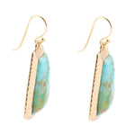 Blue Turquoise Jeweled Statement Golden Earrings - Barse Jewelry