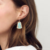 Blue Turquoise Jeweled Statement Golden Earrings - Barse Jewelry