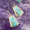 Blue Turquoise Jeweled Statement Golden Earrings - Barse Jewelry