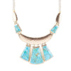 Blue Turquoise Jeweled Statement Golden Necklace - Barse Jewelry