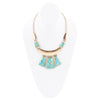 Blue Turquoise Jeweled Statement Golden Necklace - Barse Jewelry