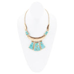 Blue Turquoise Jeweled Statement Golden Necklace - Barse Jewelry