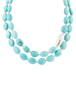 Blue Turquoise Magnesite Sterling Silver Strand Necklace - Barse Jewelry