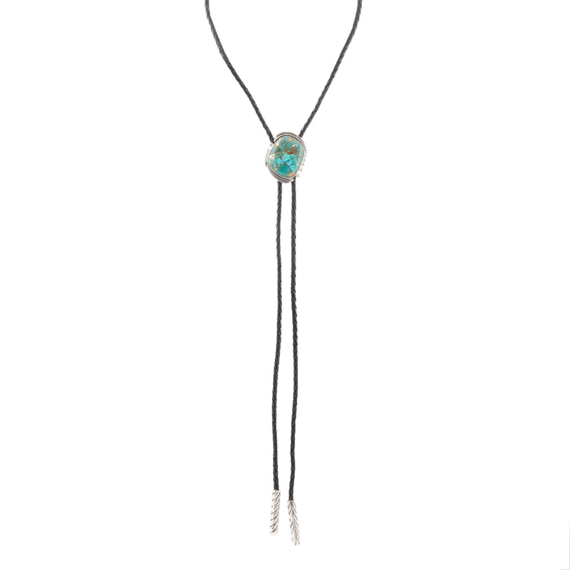 Blue Turquoise Matrix Bolo Tie Necklace - Barse Jewelry