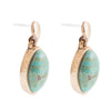 Blue Turquoise Oval Shape Golden Drop Errings - Barse Jewelry