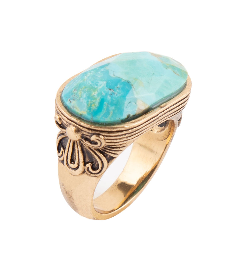 Blue Turquoise Oval Statement Ring - Barse Jewelry