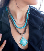 Blue Turquoise Pendant Statement Sterling Silver Necklace - Barse Jewelry