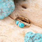 Blue Turquoise Shape Golden Bronze Ring - Barse Jewelry