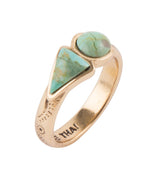 Blue Turquoise Shape Golden Bronze Ring - Barse Jewelry