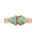 Blue Turquoise Shape Golden Bronze Ring - Barse Jewelry