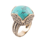 Brndled Blue Turquoise Golden Chunky Ring - Barse Jewelry