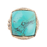 Brndled Blue Turquoise Golden Chunky Ring - Barse Jewelry