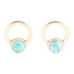 Calgary Blue Turquoise Post Golden Earrings - Barse Jewelry