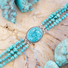 Carved Blue Turquoise and Sterling Silver Toggle Bracelet - Barse Jewelry