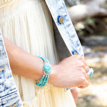 Carved Blue Turquoise and Sterling Silver Toggle Bracelet - Barse Jewelry