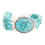 Carved Blue Turquoise and Sterling Silver Toggle Bracelet - Barse Jewelry