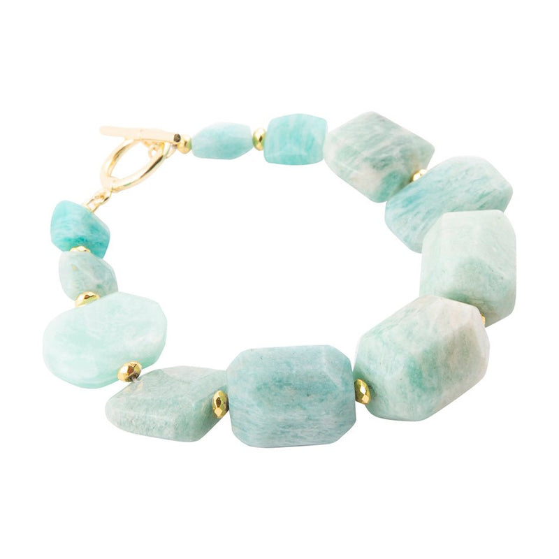 Chunky Green Amazonite Golden Toggle Bracelet - Barse Jewelry