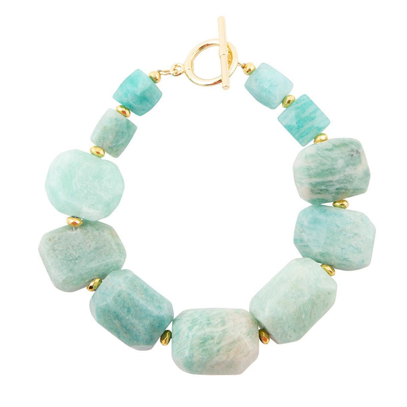 Chunky Green Amazonite Golden Toggle Bracelet - Barse Jewelry