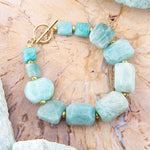 Chunky Green Amazonite Golden Toggle Bracelet - Barse Jewelry