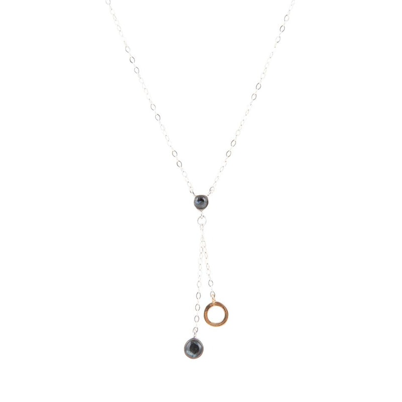 Circle Two-Toned Grey Labradorite Sterling Silver Necklace - Barse Jewelry