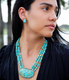 Clip On Blue Turquoise Golden Earrings - Barse Jewelry