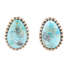 Clip On Blue Turquoise Golden Earrings - Barse Jewelry