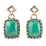 Cognate Green Malachite Post Drop Golden Earrings - Barse Jewelry