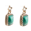 Cognate Green Malachite Post Drop Golden Earrings - Barse Jewelry